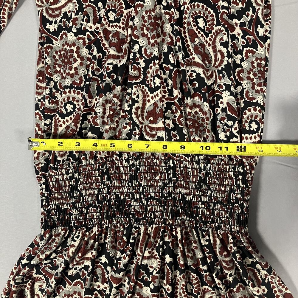 Veronica M Dress Womens Medium Black Burgundy Paisley Long Sleeve Boho‎ USA Made - Picture 8 of 15